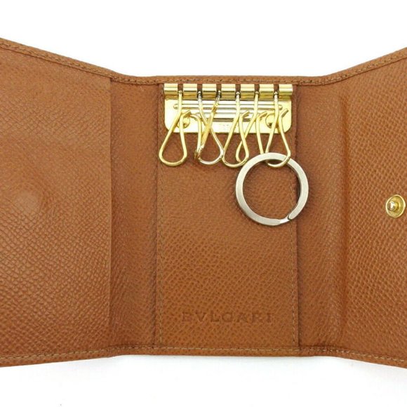 AUTH BVLGARI Key Case Logo button leather - Picture 4 of 8